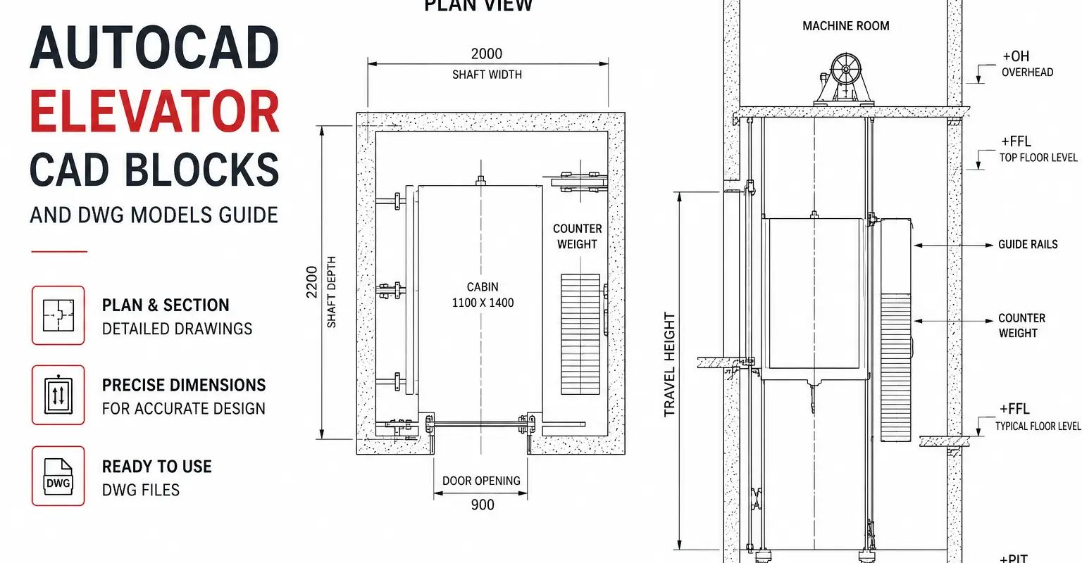 Elevator Section Rendered Cadbull Blog - CAD Drawings, AutoCAD Blocks & Architecture Resources
